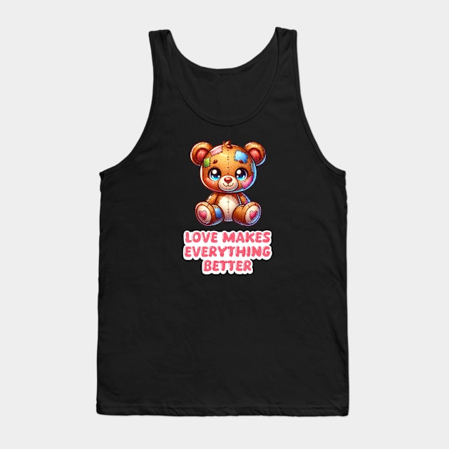 Patched-Up Teddy Bear 🐻 Love Makes Everything Better Tank Top by Pink & Pretty